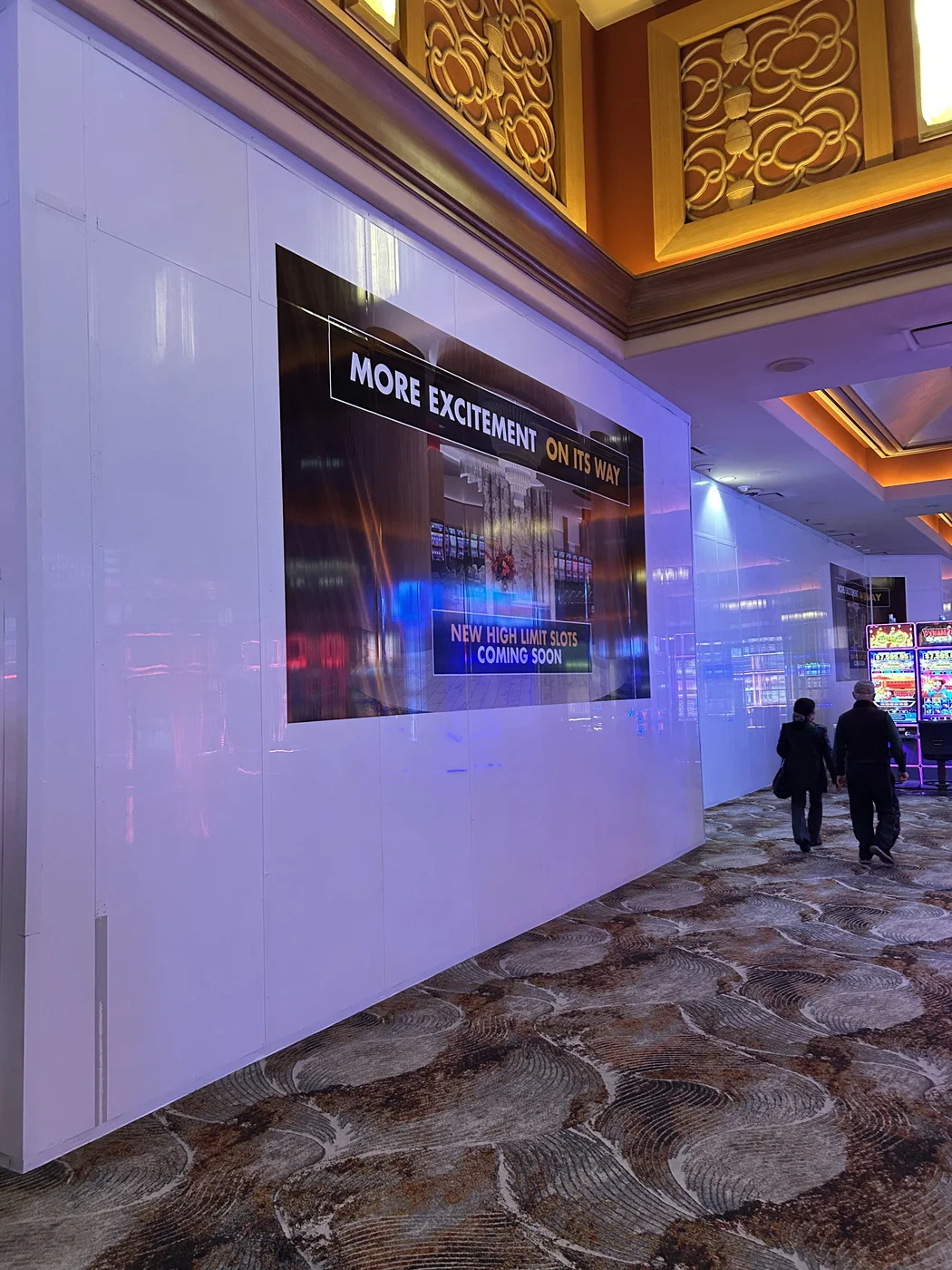 Casino corridor barricade with graphic wrap